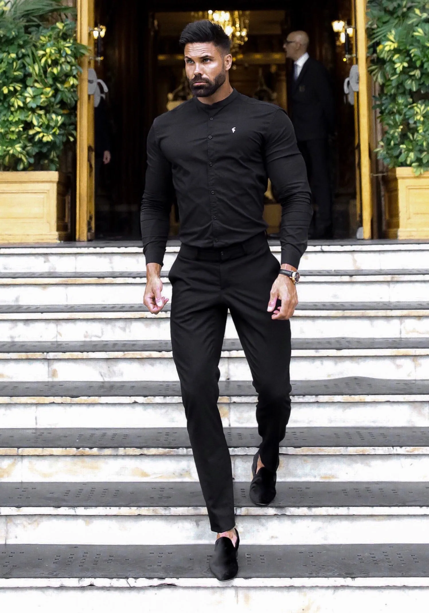 Father Sons Super Slim Stretch Classic Black Grandad Collar - FS171 sold by Father Sons product image thumbnail 3