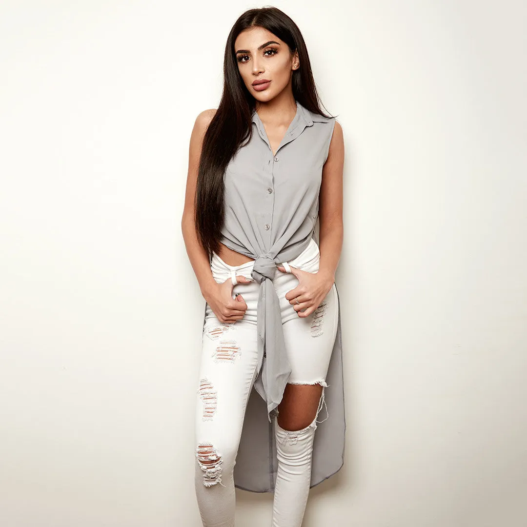 CELINE GREY LONGLINE TUNIC - CT002 sold by Father Sons