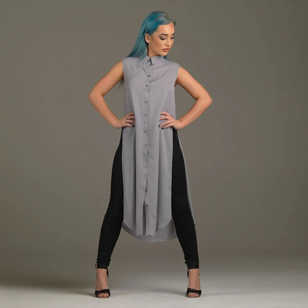 CELINE GREY LONGLINE TUNIC - CT002 sold by Father Sons product image thumbnail 2