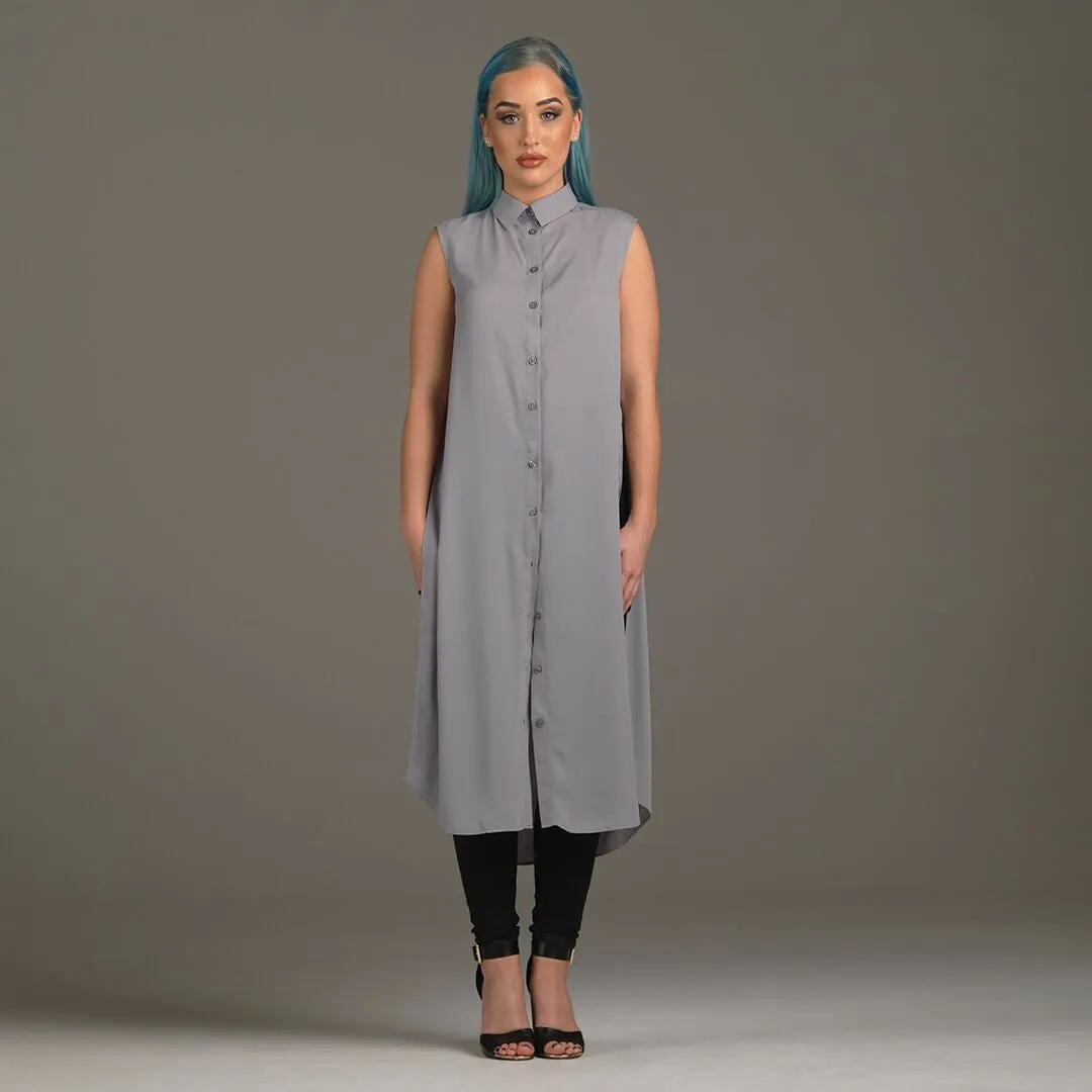 CELINE GREY LONGLINE TUNIC - CT002 sold by Father Sons product image thumbnail 3