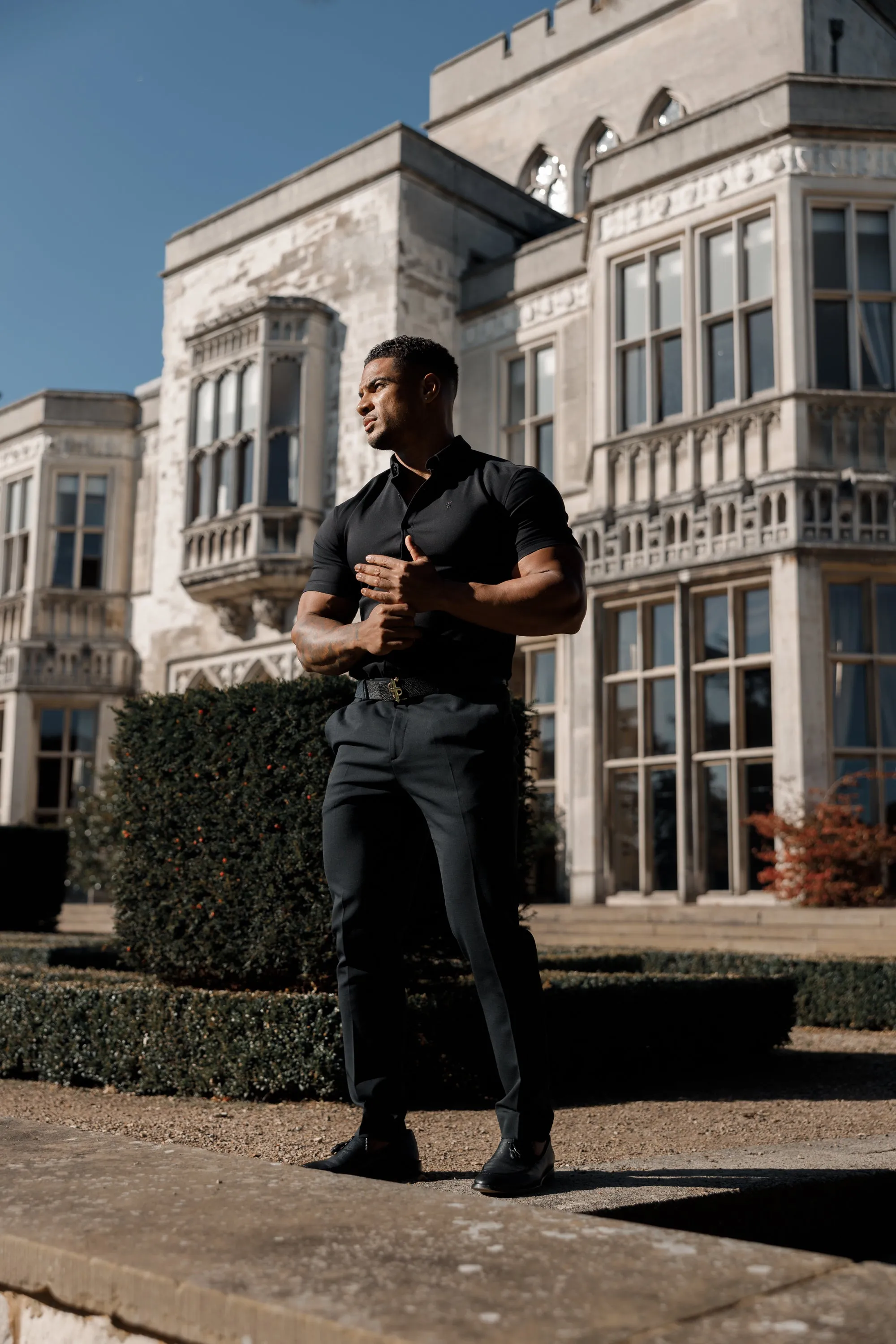 Father Sons Super Slim Scuba Black Short Sleeve Stretch - FS830 sold by Father Sons product image thumbnail 5