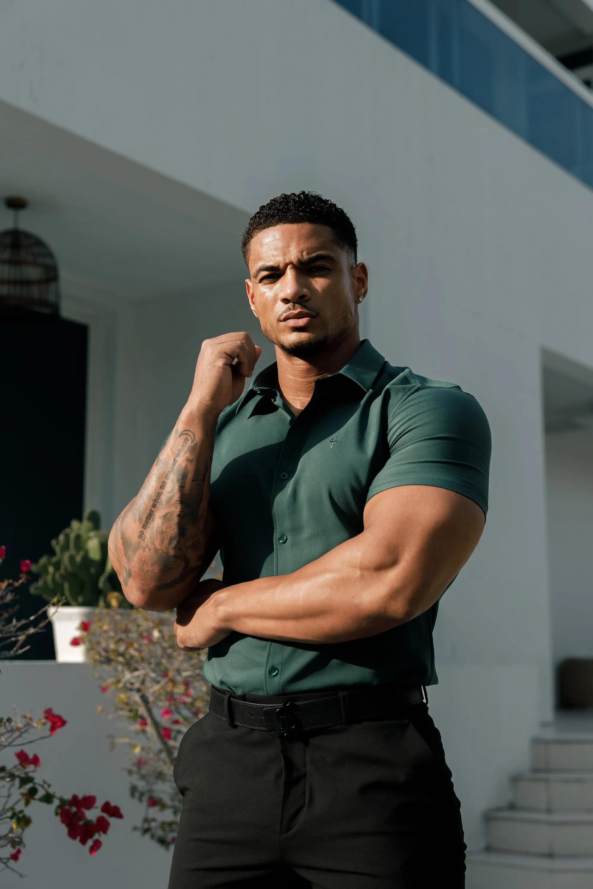 Father Sons Super Slim Scuba Forest Green Short Sleeve Stretch - FS1026 sold by Father Sons product image thumbnail 5