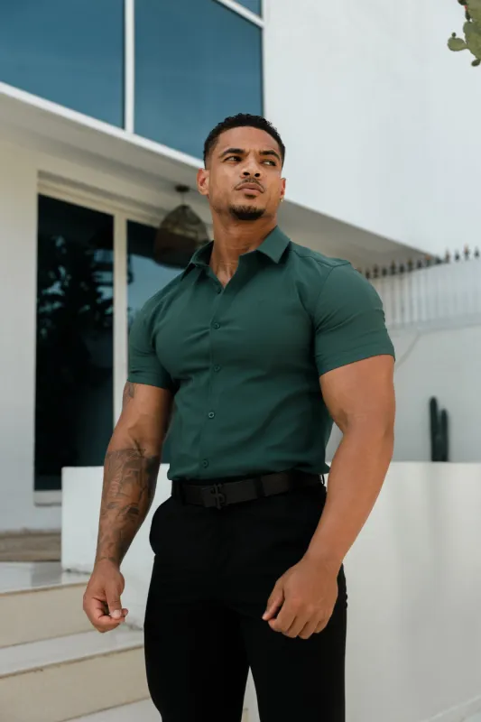 Father Sons Super Slim Scuba Forest Green Short Sleeve Stretch - FS1026 sold by Father Sons