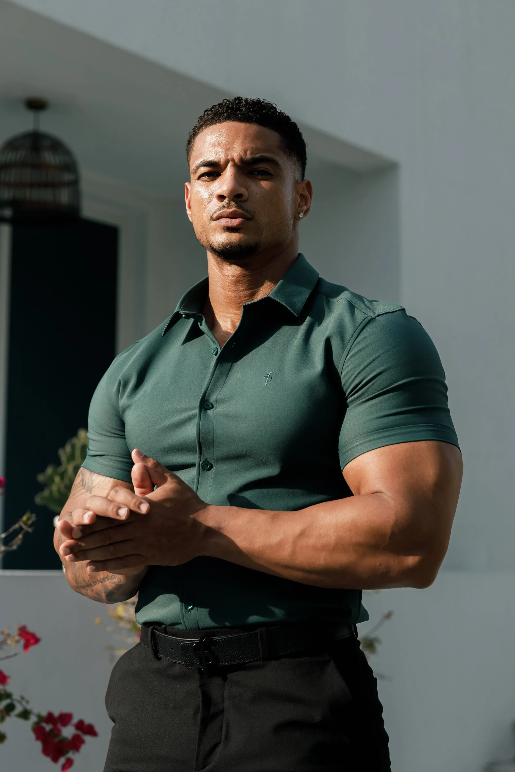 Father Sons Super Slim Scuba Forest Green Short Sleeve Stretch - FS1026 sold by Father Sons product image thumbnail 2