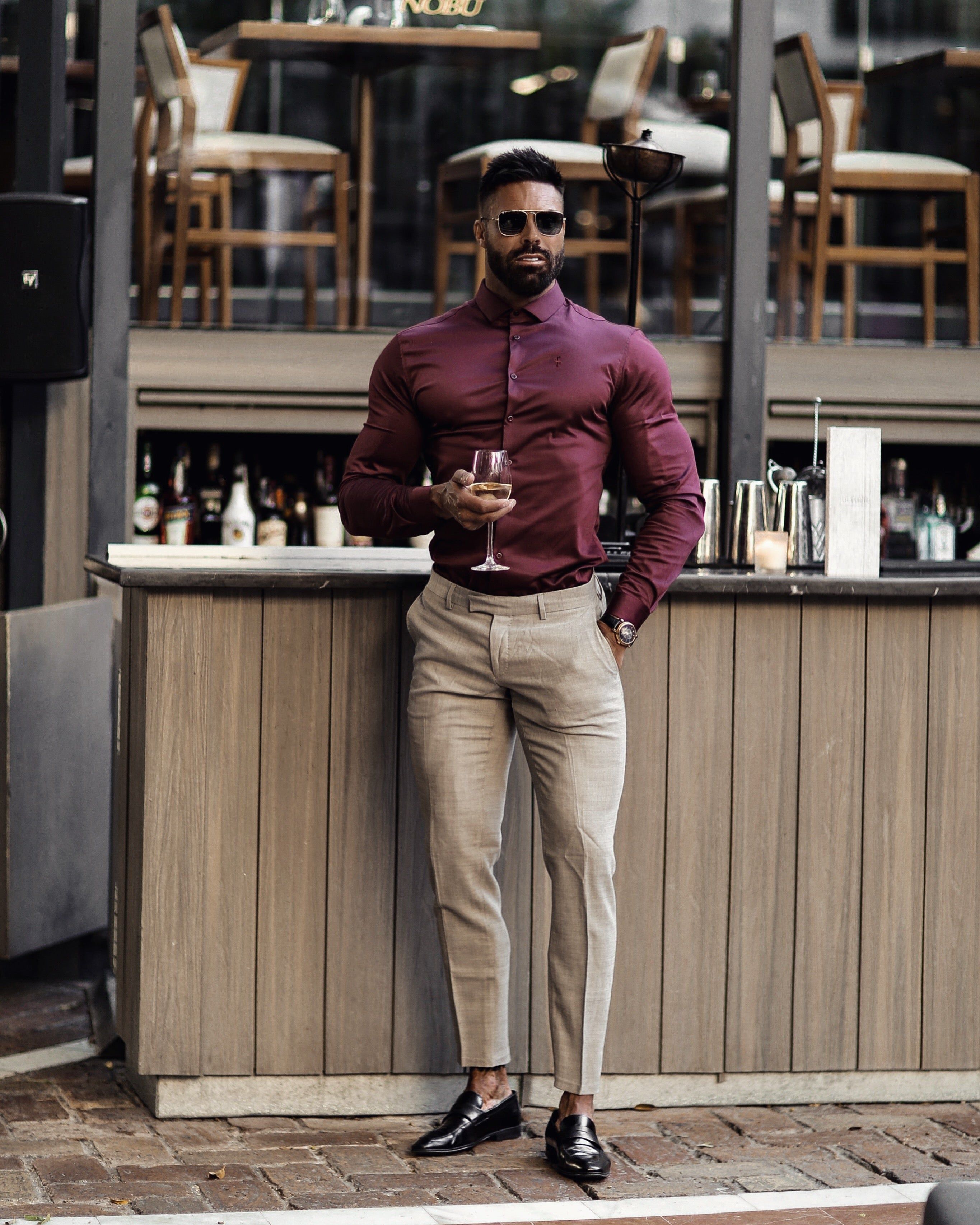 Father Sons Slim Sateen Burgundy Long Sleeve - FS549 sold by Father Sons product image thumbnail 2
