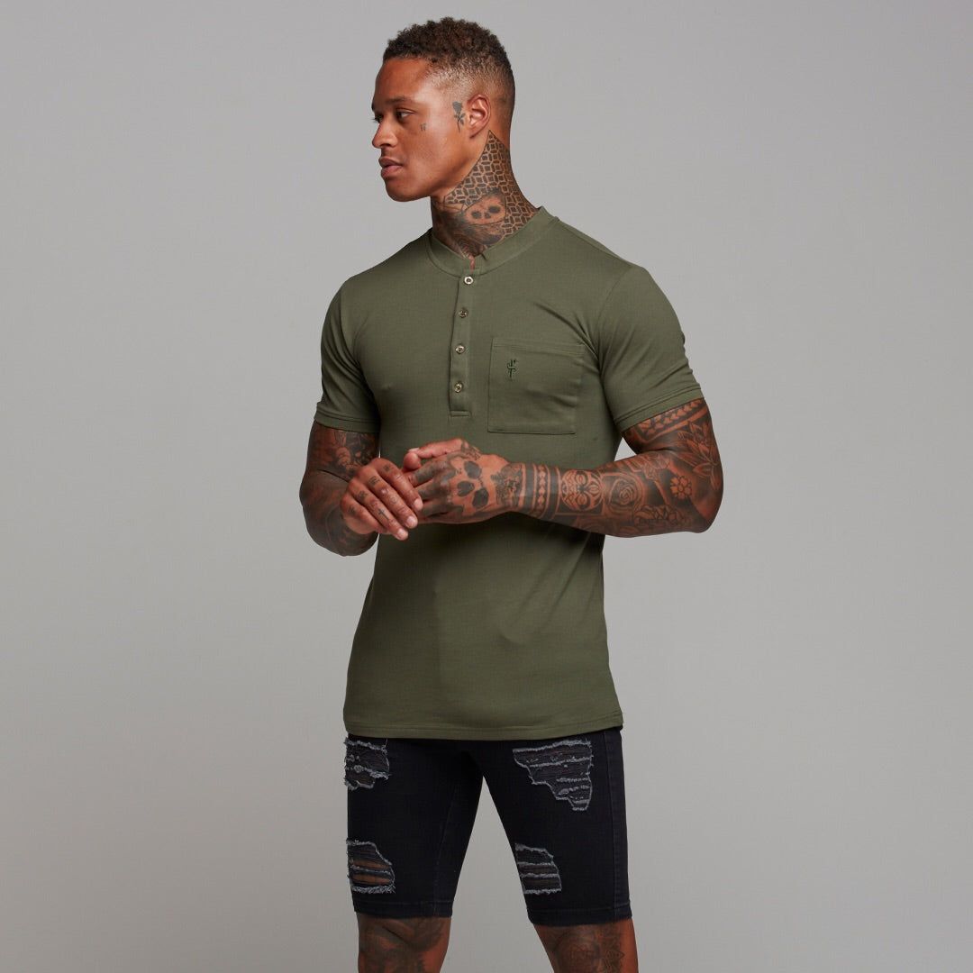 Classic Khaki Grandad Polo Shirt - FSH294 sold by Father Sons product image thumbnail 5