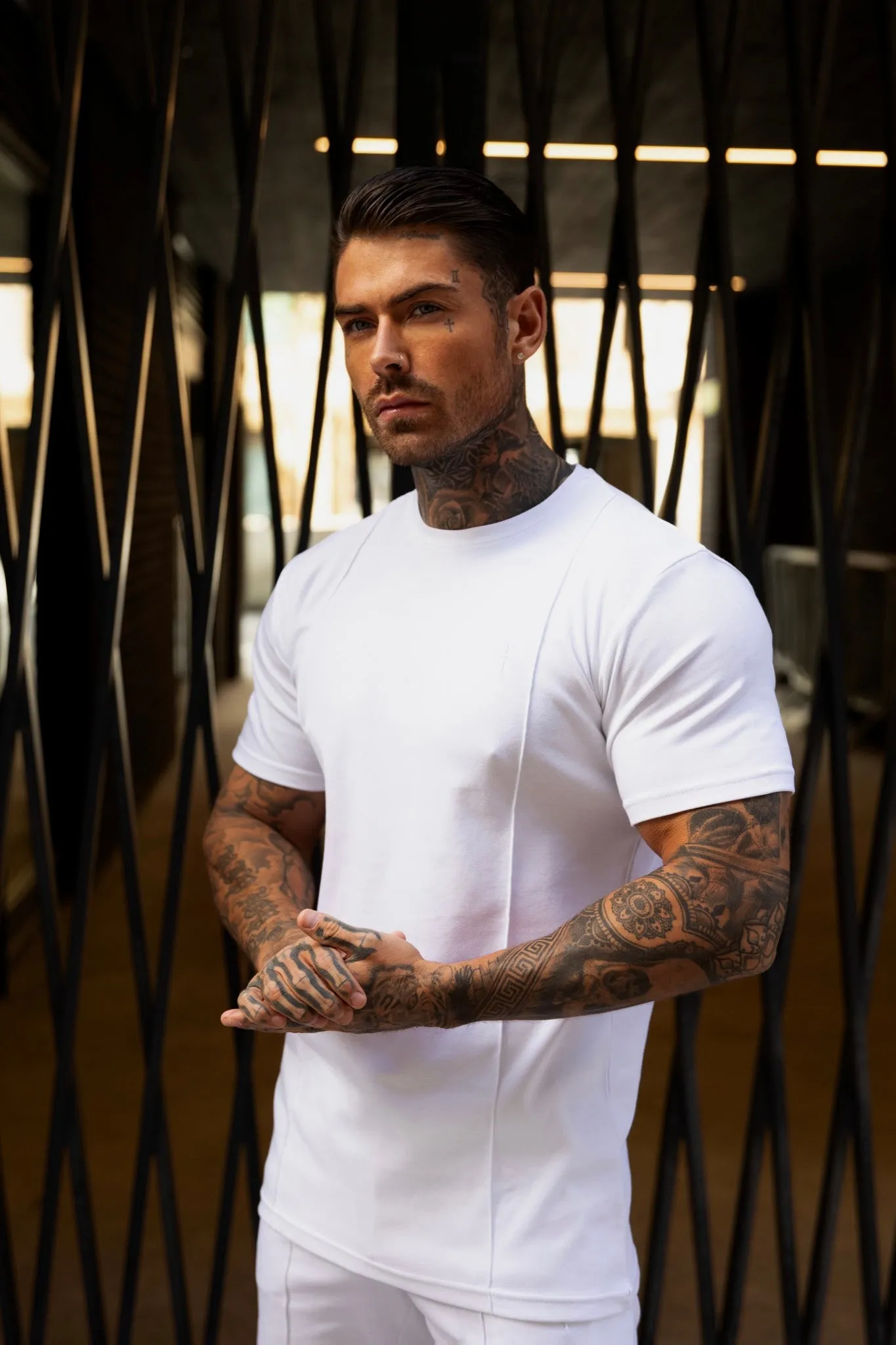 Father Sons White Crew T Shirt With Pintuck Detail - FSH1047 sold by Father Sons product image thumbnail 4