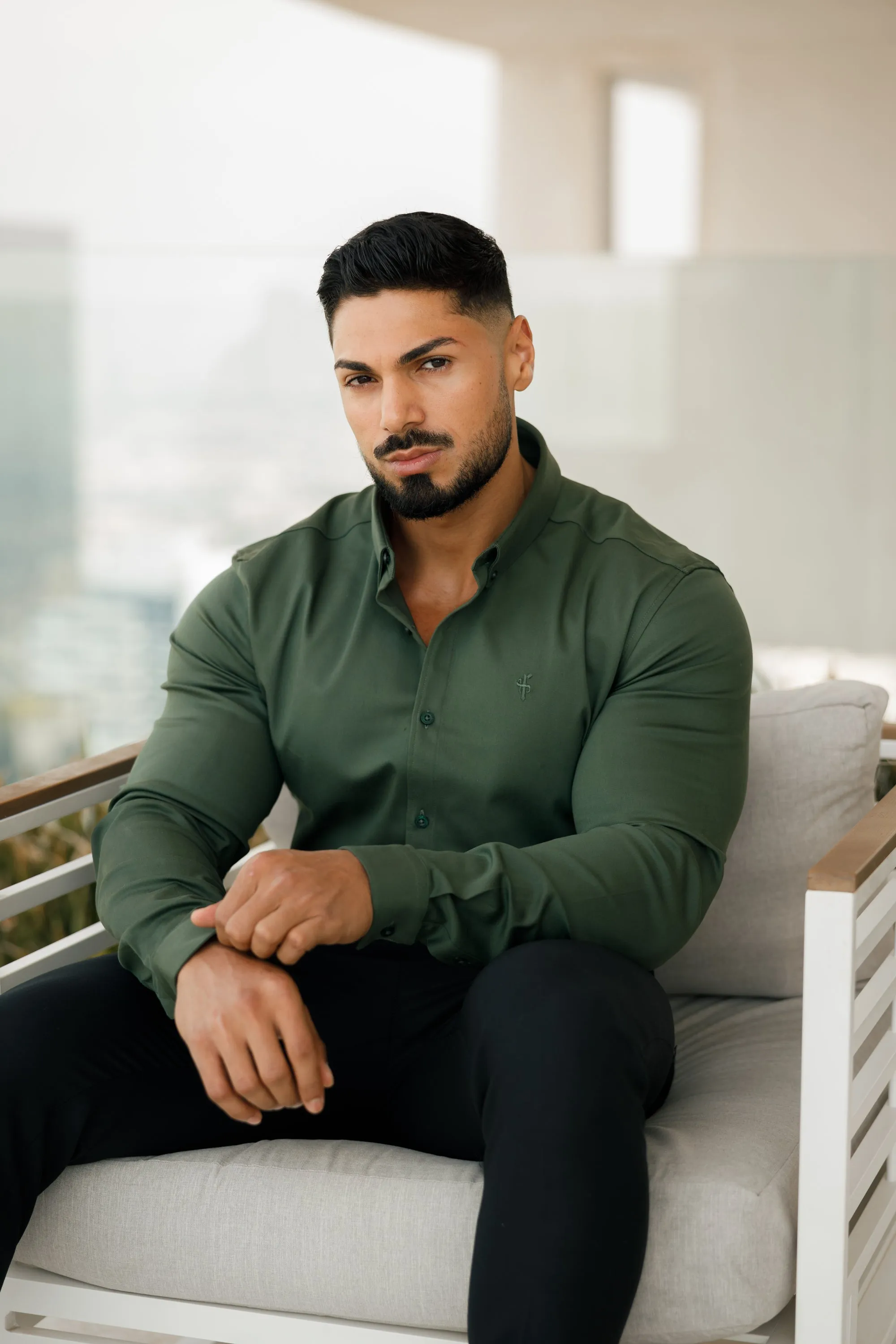 Father Sons Super Slim Stretch Khaki Denim Long Sleeve - FS211 sold by Father Sons