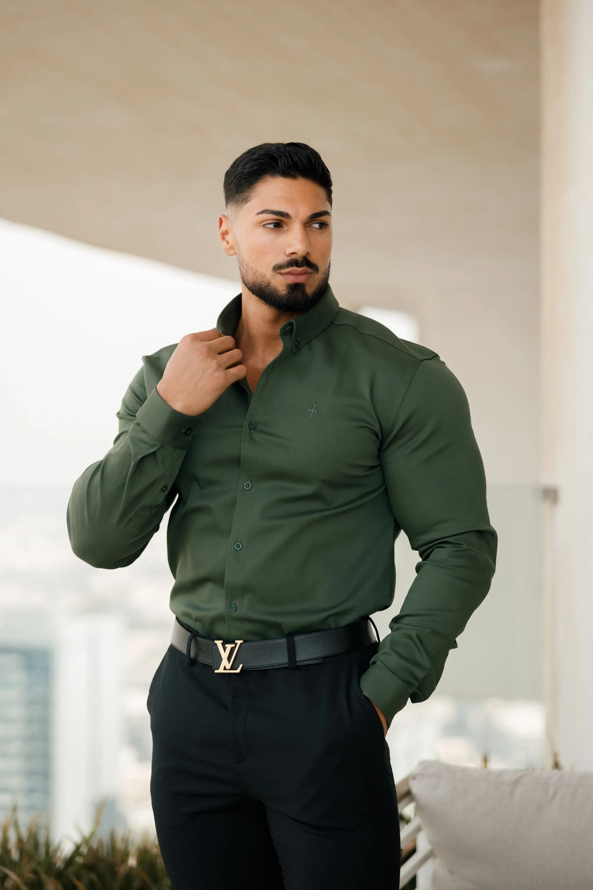 Father Sons Super Slim Stretch Khaki Denim Long Sleeve - FS211 sold by Father Sons product image thumbnail 4