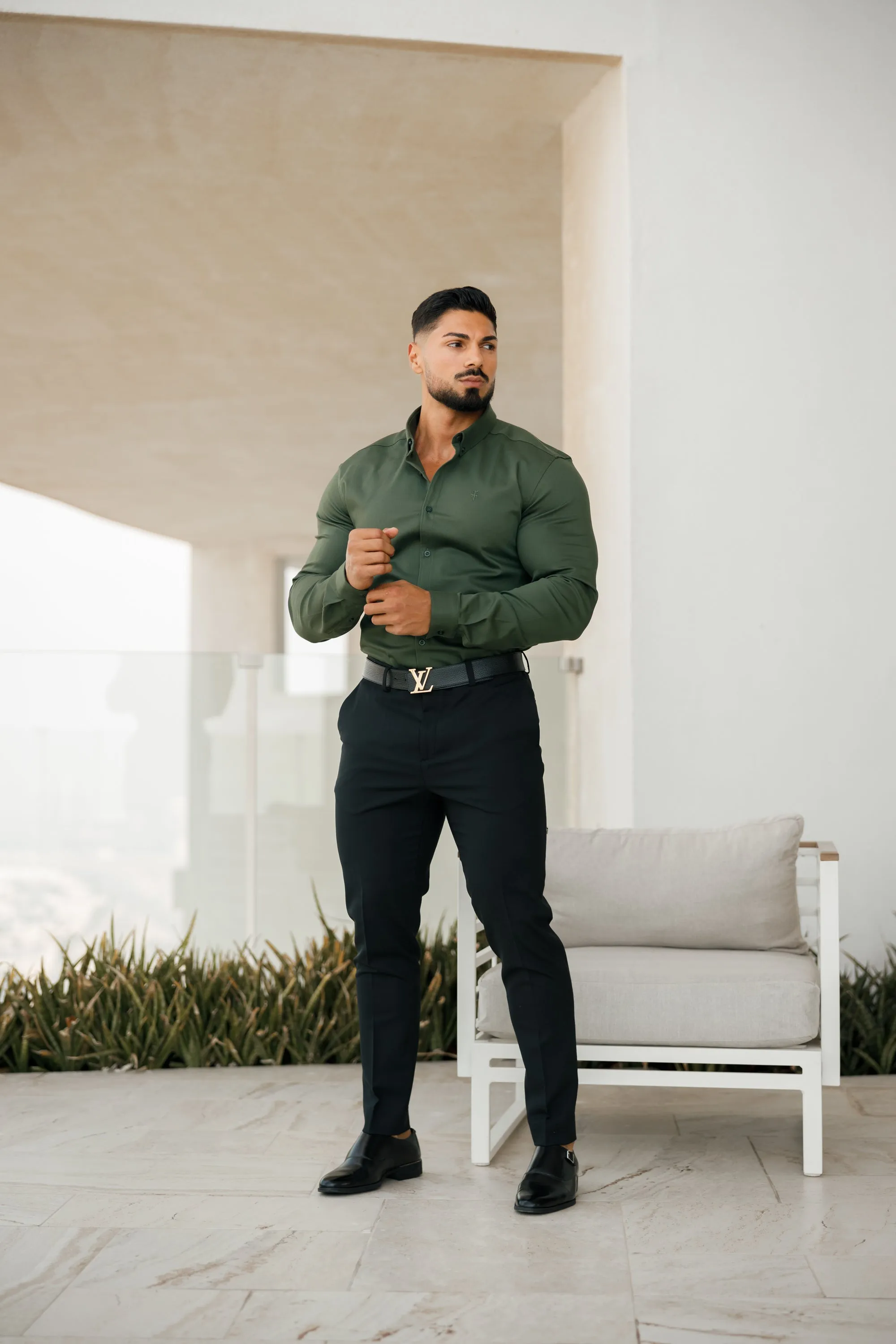 Father Sons Super Slim Stretch Khaki Denim Long Sleeve - FS211 sold by Father Sons product image thumbnail 2