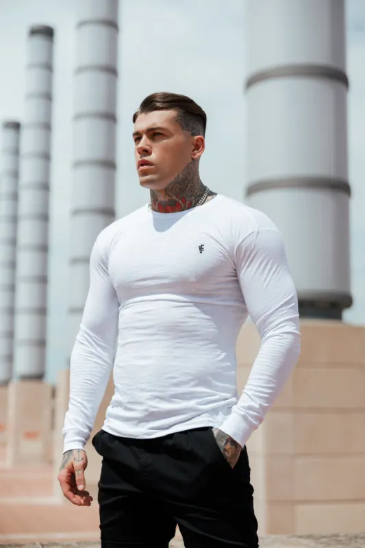 Father Sons White Slub Crew Long Sleeve With Cuff - FSH727 sold by Father Sons