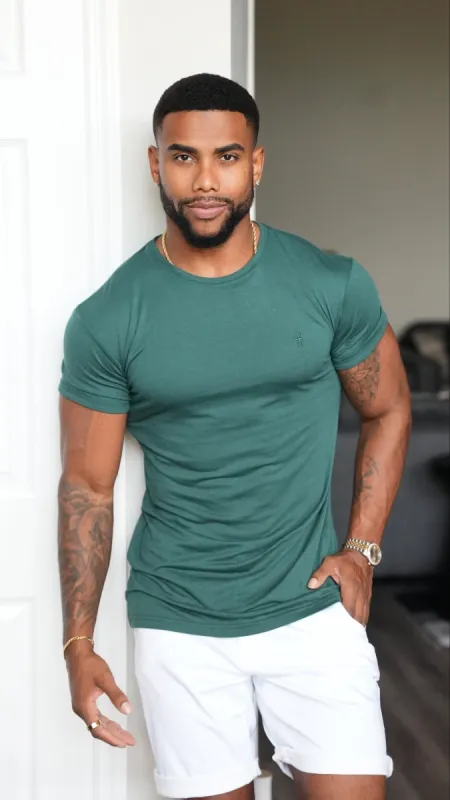 Father Sons Forest Green Bamboo Crew with Tonal Embroidery - FSH920 sold by Father Sons