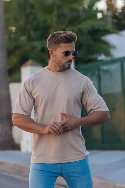 Father Sons Classic Beige Oversized Crew T Shirt - FSH867 sold by Father Sons