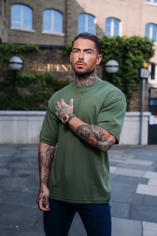 Father Sons Classic Khaki Oversized Crew T Shirt - FSH869 sold by Father Sons