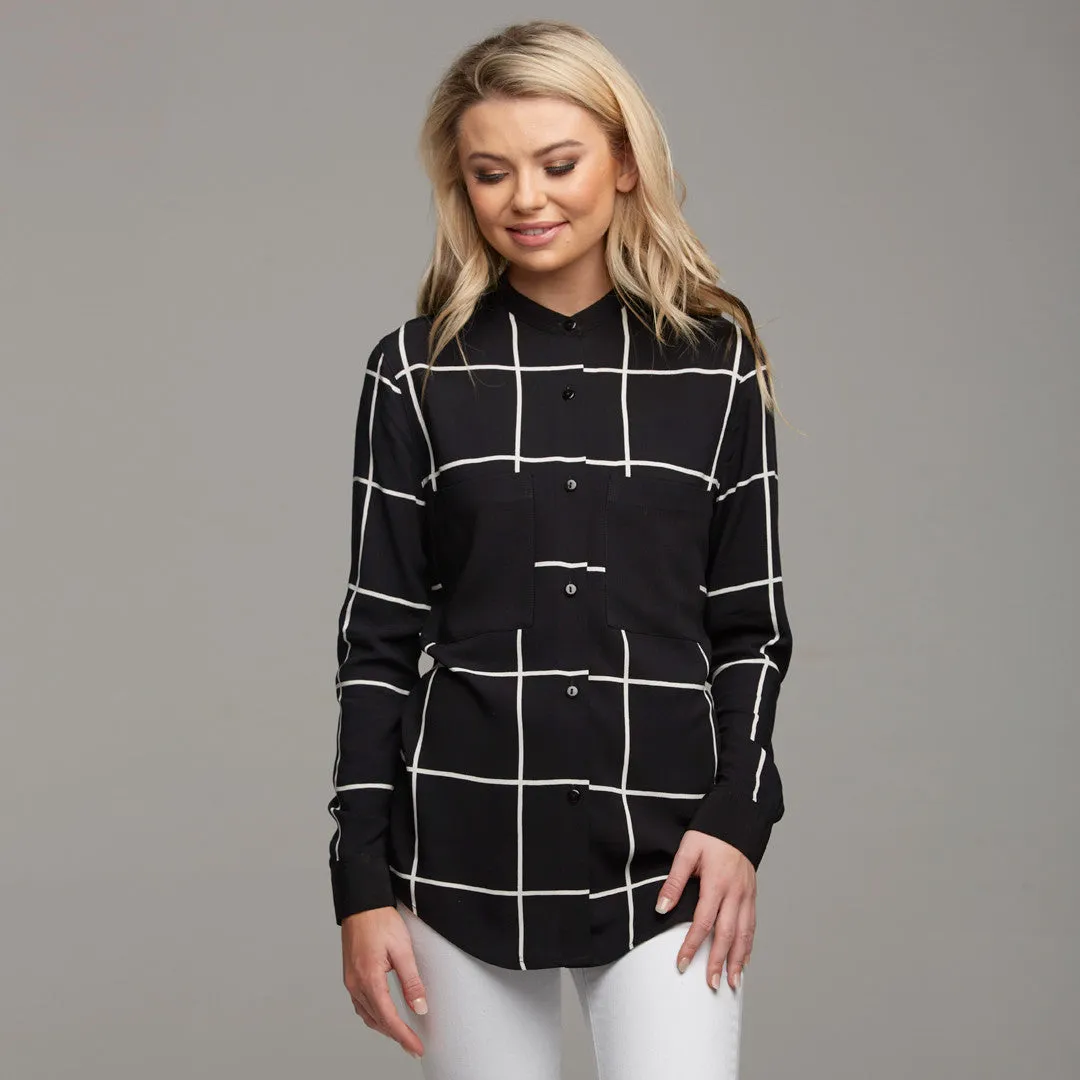 BROOKE GRID COLLAR STAND SHIRT - CT031 sold by Father Sons product image thumbnail 5