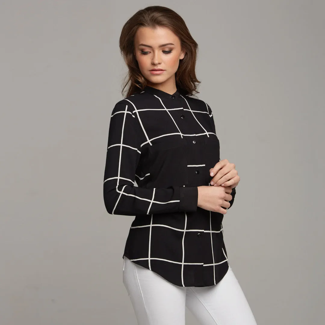 BROOKE GRID COLLAR STAND SHIRT - CT031 sold by Father Sons product image thumbnail 4