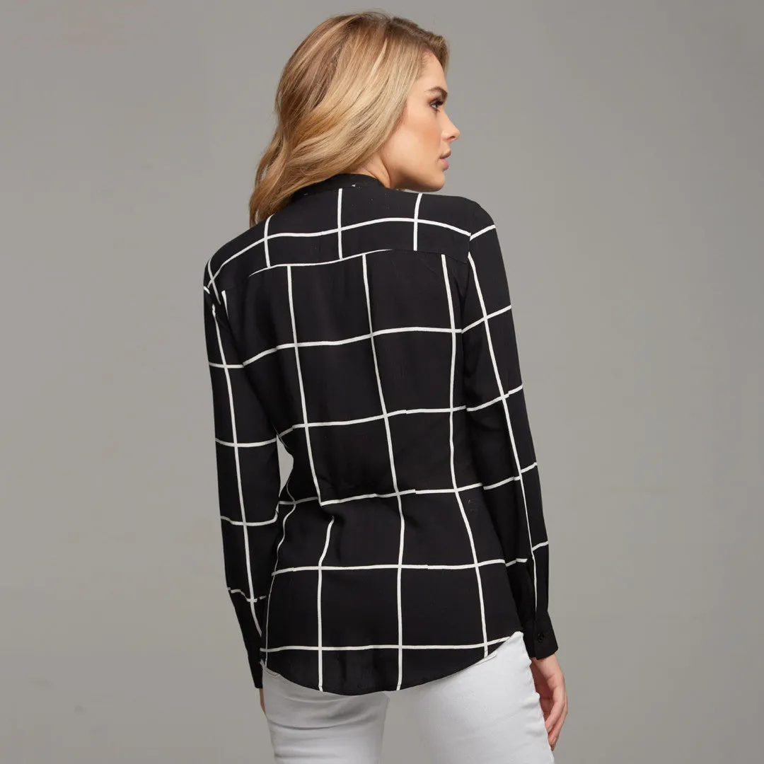 BROOKE GRID COLLAR STAND SHIRT - CT031 sold by Father Sons product image thumbnail 3