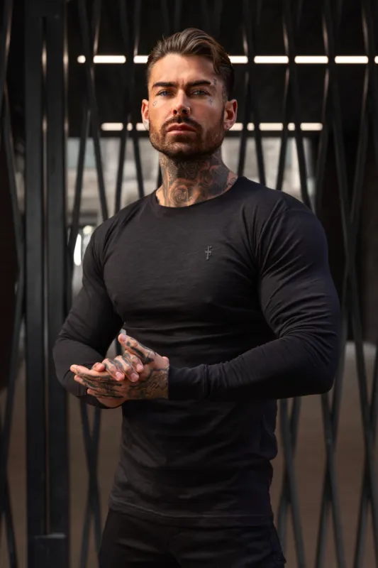 Father Sons Black Slub Crew Long Sleeve With Cuff - FSH976 sold by Father Sons