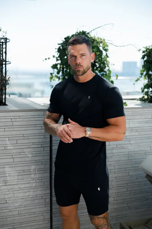 Father Sons Black / Silver Crew T Shirt With Pintuck Detail - FSH1044 sold by Father Sons