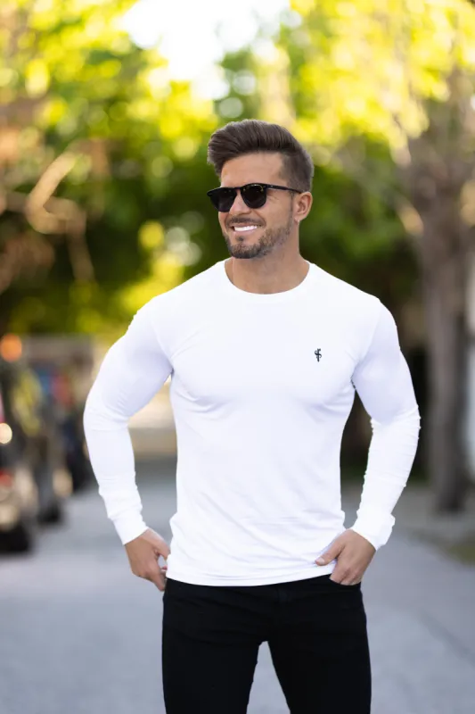 Father Sons Long Sleeve White Gym Crew Top - FSH709 sold by Father Sons