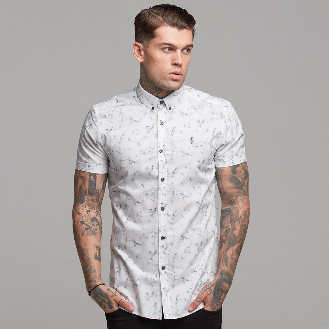 Father Sons Super Slim Stretch Marble Print Short Sleeve - FS433 sold by Father Sons product image thumbnail 3