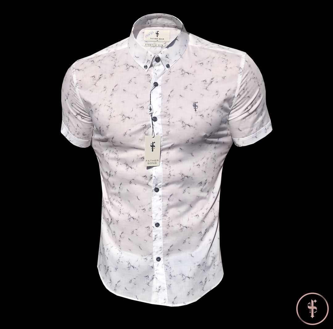 Father Sons Super Slim Stretch Marble Print Short Sleeve - FS433 sold by Father Sons product image thumbnail 2