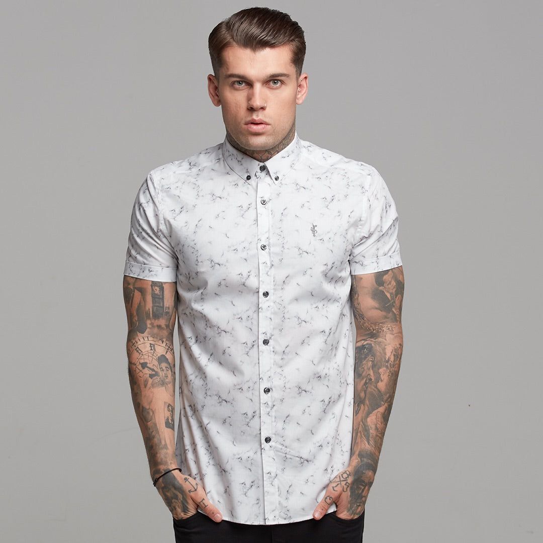 Father Sons Super Slim Stretch Marble Print Short Sleeve - FS433 sold by Father Sons product image thumbnail 4