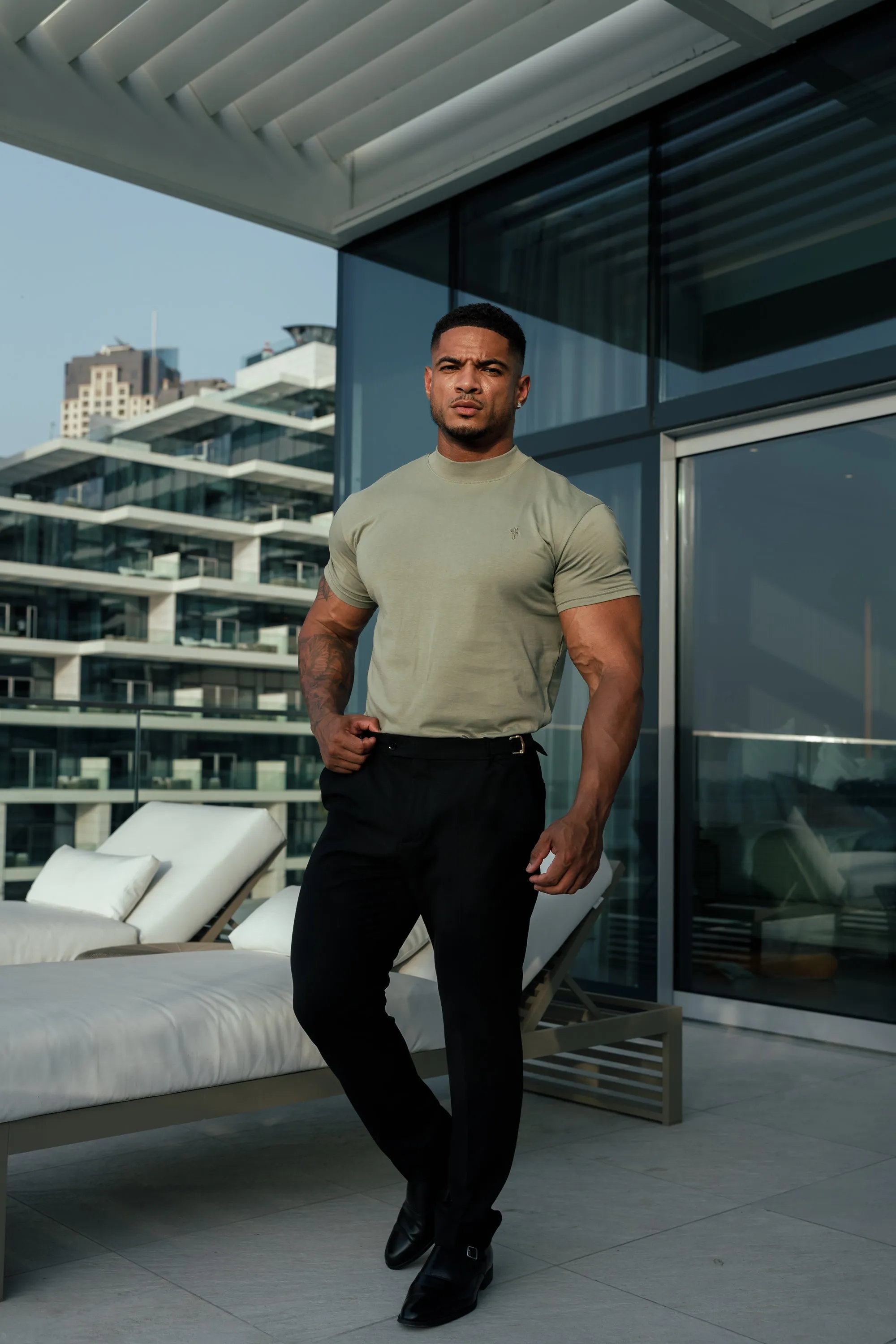 Father Sons Ribbed High Neck Crew Short Sleeve Olive - FSH1010 sold by Father Sons product image thumbnail 4