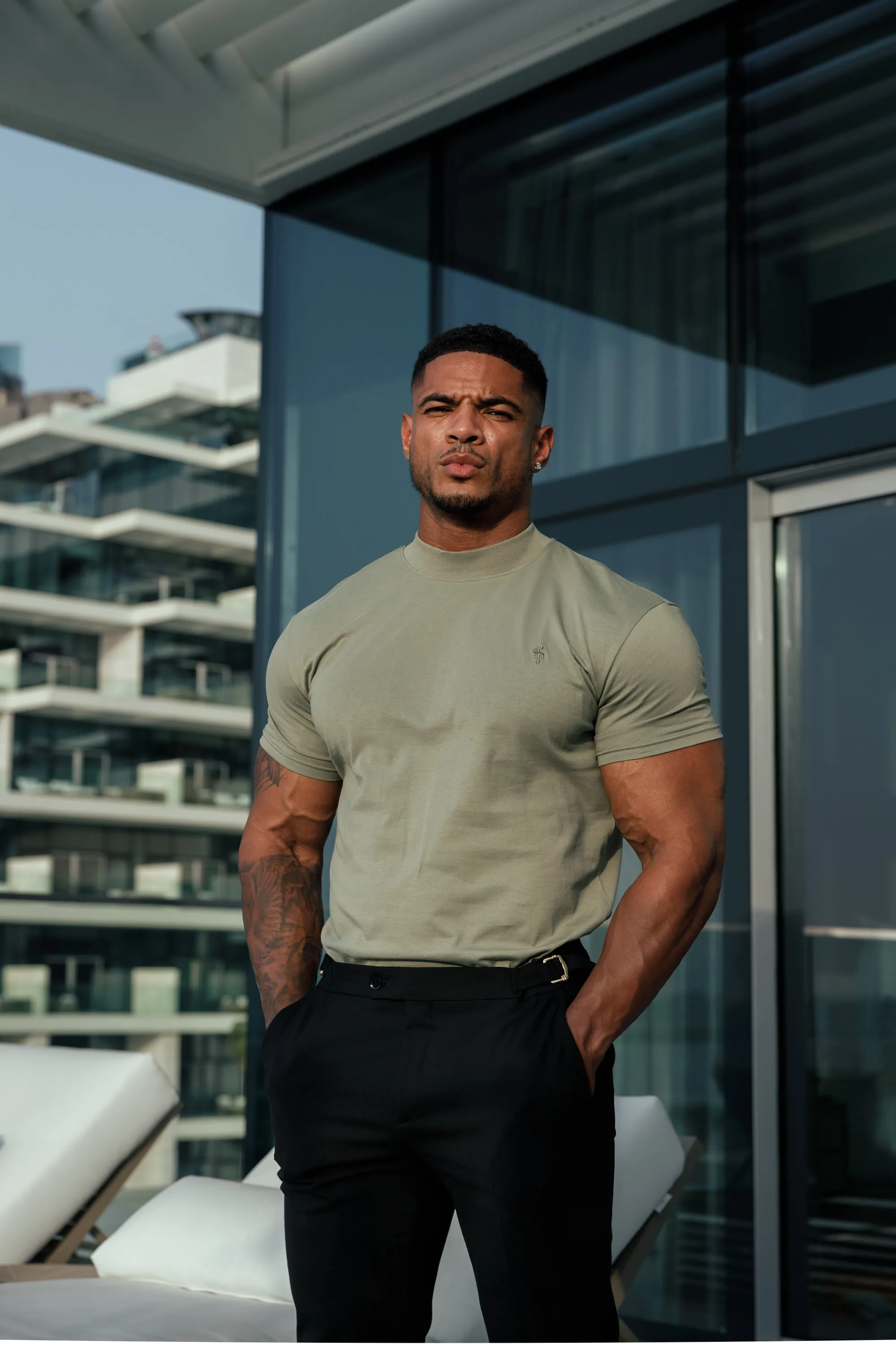 Father Sons Ribbed High Neck Crew Short Sleeve Olive - FSH1010 sold by Father Sons product image thumbnail 5