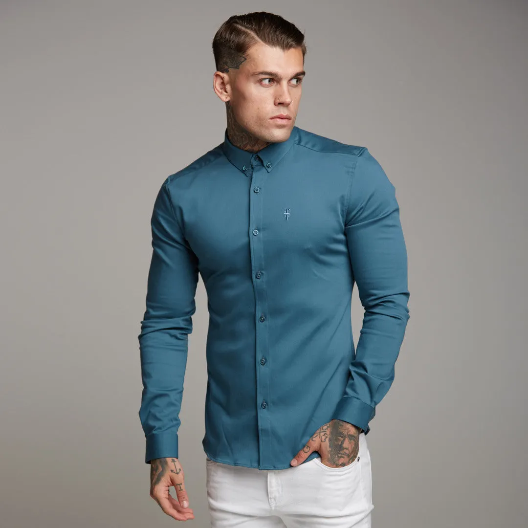 Father Sons Super Slim Stretch Teal Denim Long Sleeve - FS327 sold by Father Sons product image thumbnail 3