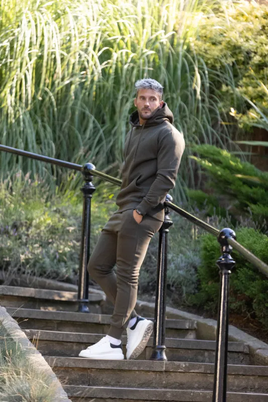 Father Sons Khaki Kangaroo Hoodie Top with FS Embroidery - FSH701 sold by Father Sons