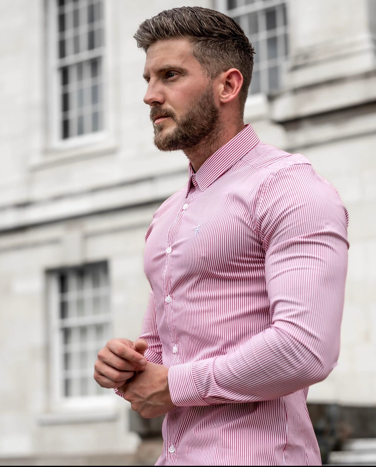 Father Sons Super Slim Stretch Narrow Red & White Stripe (Blue Emblem) - FS682 sold by Father Sons product image thumbnail 2