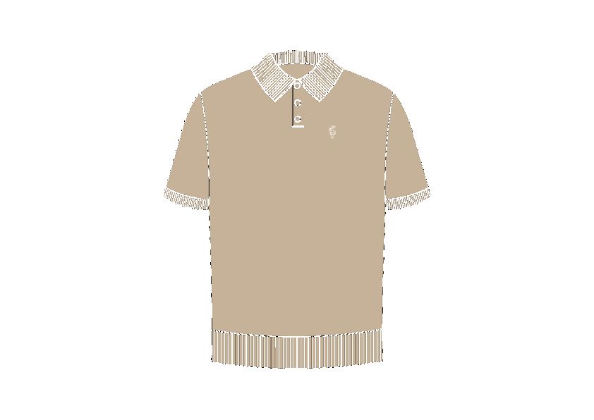 Classic Plain Beige Knitted Polo Short Sleeve - FSN111 sold by Father Sons