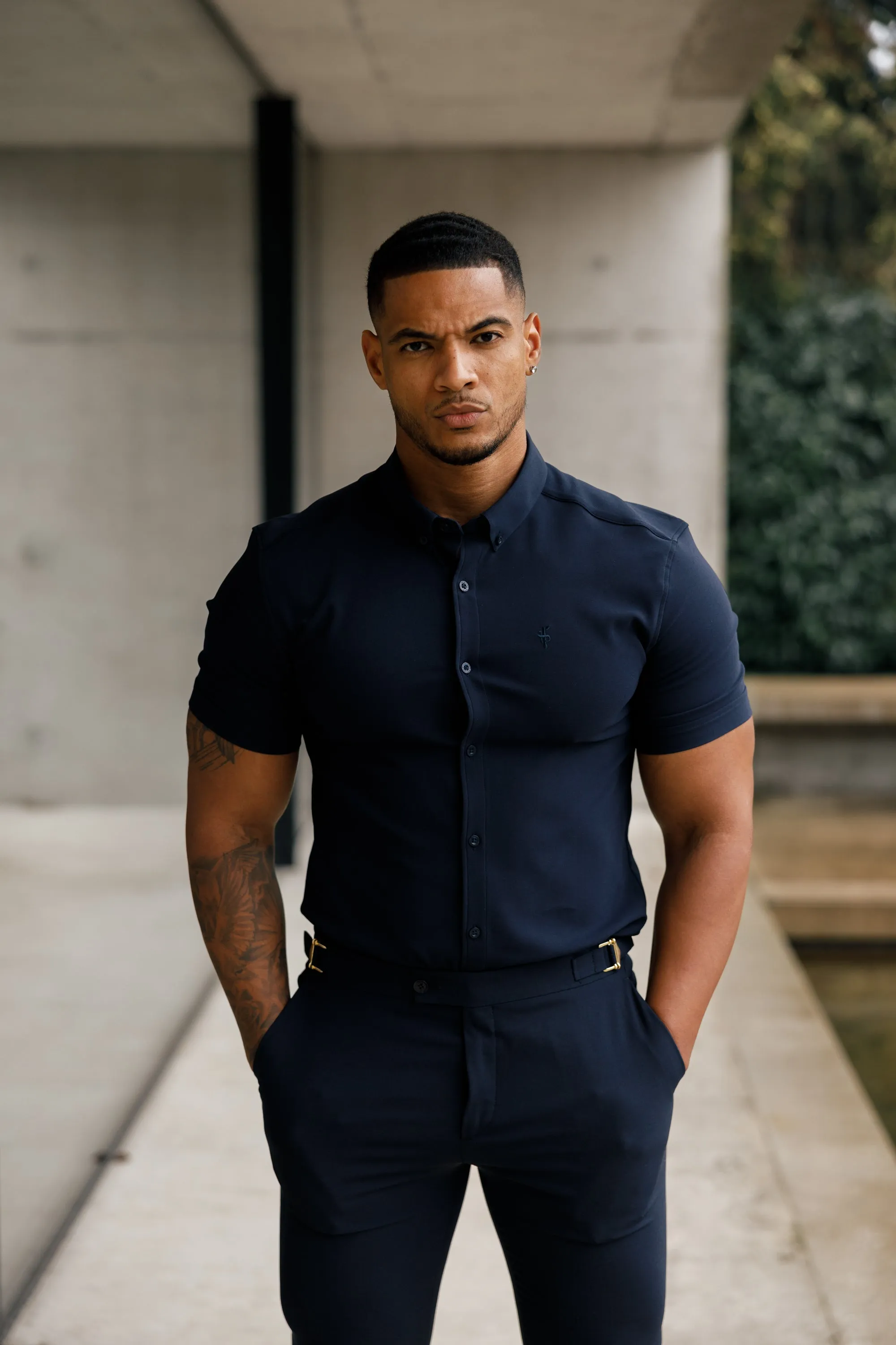 Father Sons Super Slim Scuba Navy Short Sleeve Stretch - FS832 sold by Father Sons