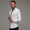 Father Sons Super Slim Stretch Classic White Panel Shirt (Burgundy embroidery) - FS316 (LAST CHANCE) sold by Father Sons