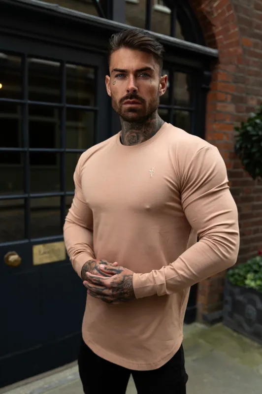 Father Sons Classic Coffee Tonal Curved Hem Long Sleeve Crew T Shirt - FSH1001 sold by Father Sons