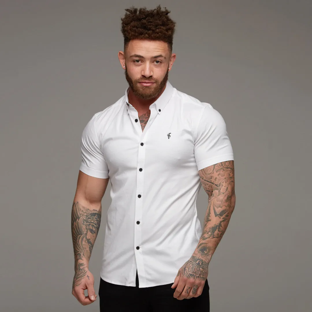 Father Sons Super Slim Stretch Classic Oxford White Short Sleeve - FS301 sold by Father Sons product image thumbnail 2