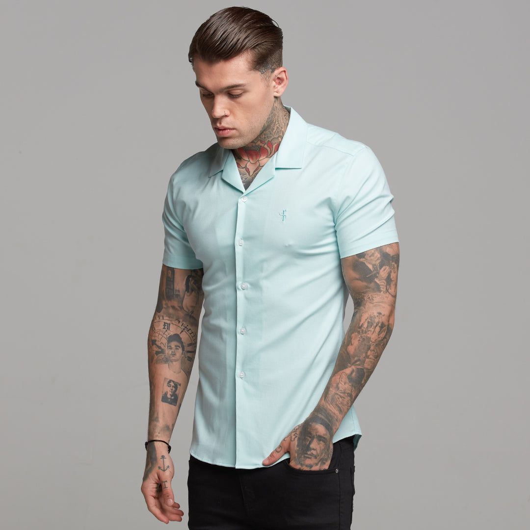 Father Sons Super Slim Stretch Revere Classic Mint Oxford Short Sleeve - FS421 sold by Father Sons product image thumbnail 5