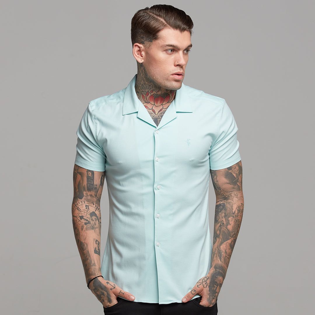 Father Sons Super Slim Stretch Revere Classic Mint Oxford Short Sleeve - FS421 sold by Father Sons product image thumbnail 3