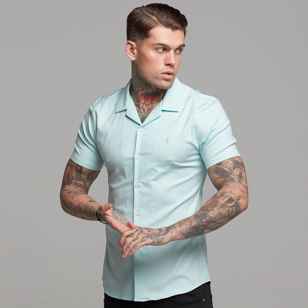 Father Sons Super Slim Stretch Revere Classic Mint Oxford Short Sleeve - FS421 sold by Father Sons product image thumbnail 2