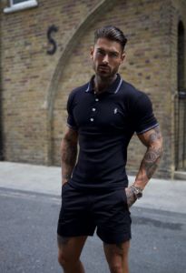 Father Sons Classic Black Pima Polo Shirt with Contrast Collar Short Sleeve - FSH395 sold by Father Sons