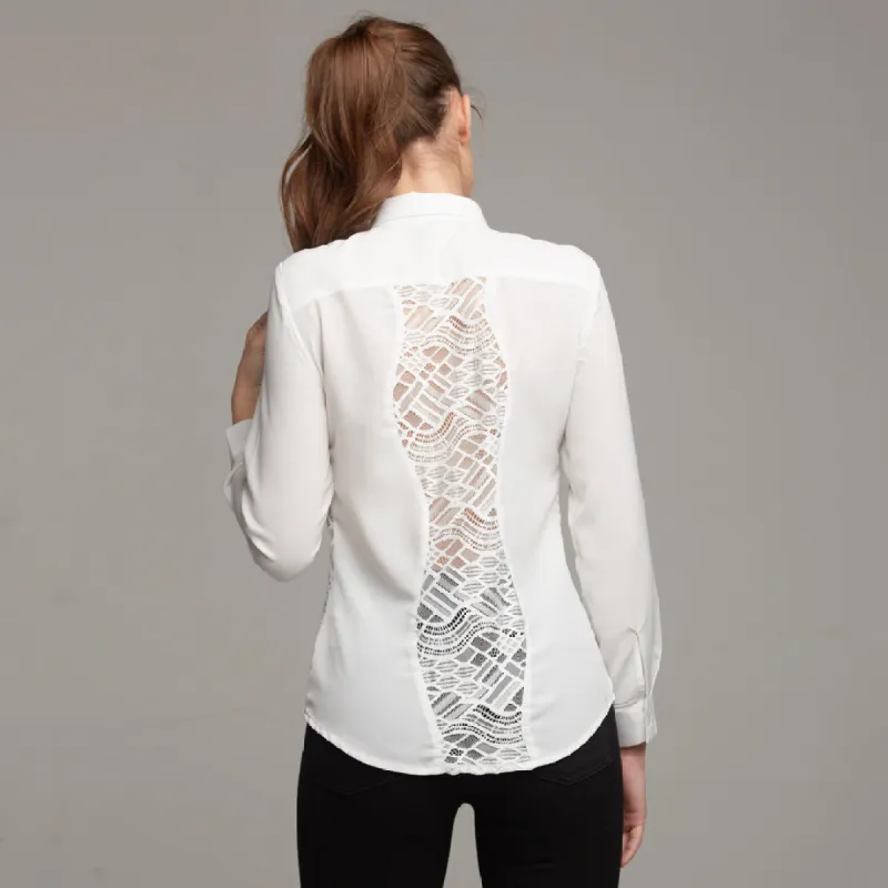 NELLIE CONTRAST WAVY LACE INSERTS ECRU - CT026 sold by Father Sons