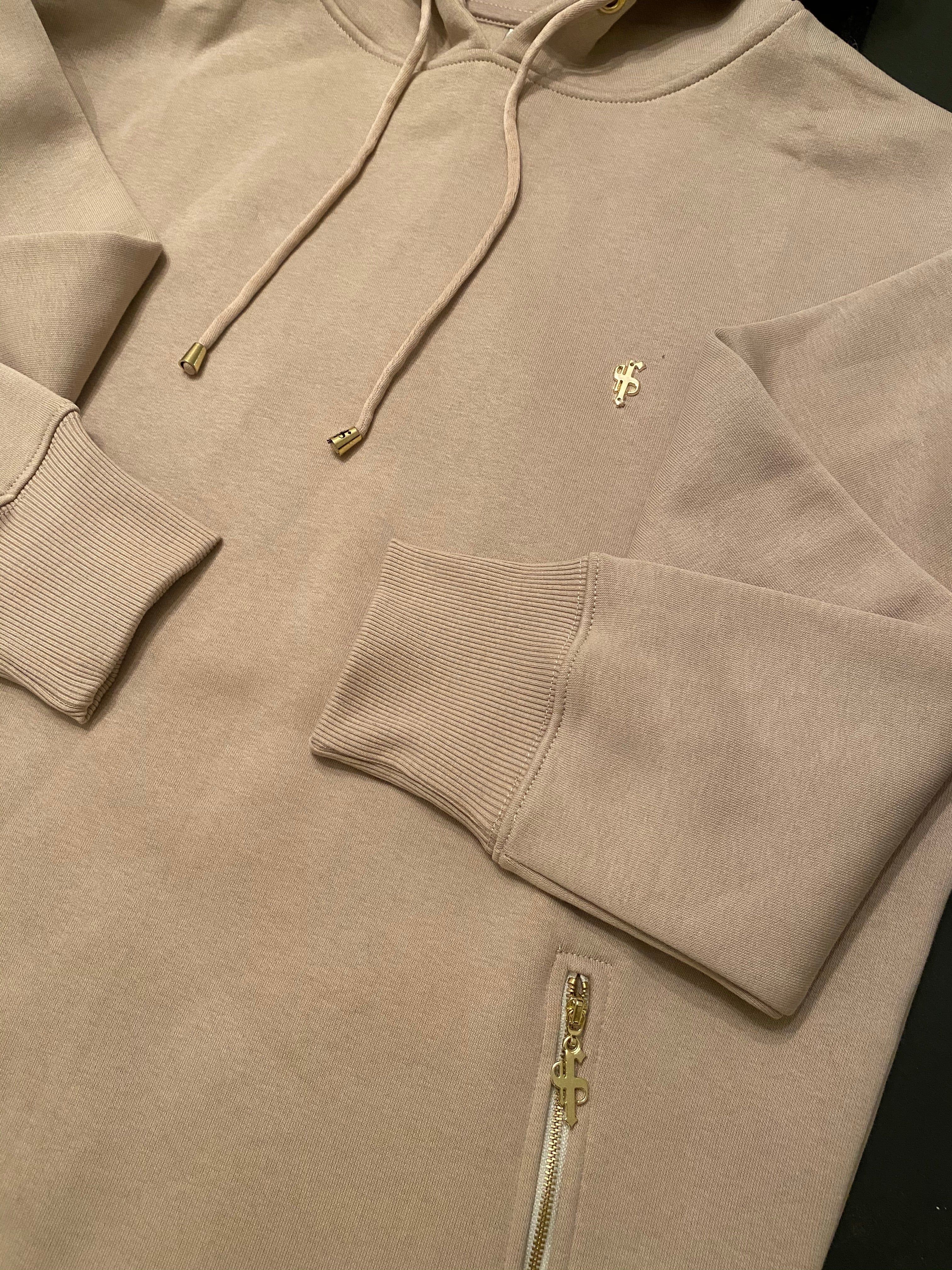 Father Sons Beige & Gold Overhead Hoodie Top with Zipped Pockets - FSH483 sold by Father Sons product image thumbnail 2