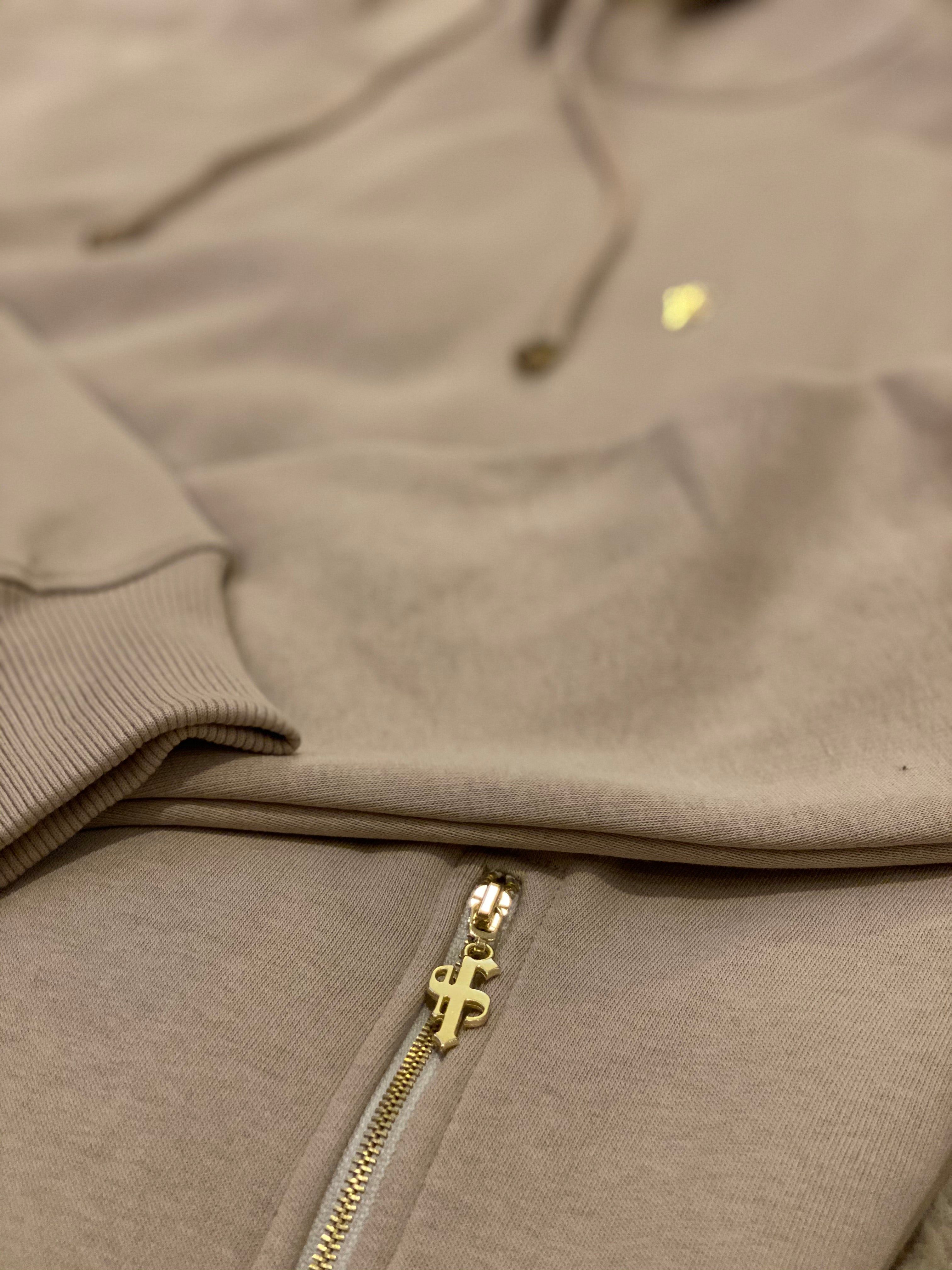 Father Sons Beige & Gold Overhead Hoodie Top with Zipped Pockets - FSH483 sold by Father Sons product image thumbnail 3