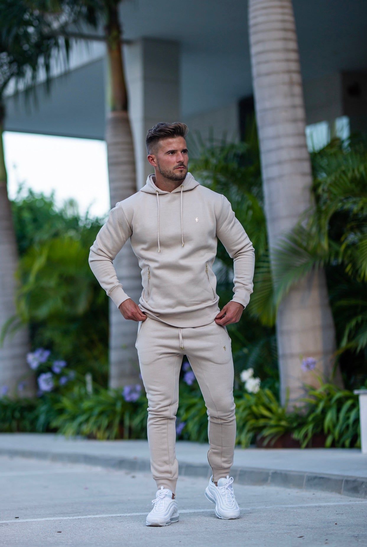 Father Sons Beige & Gold Overhead Hoodie Top with Zipped Pockets - FSH483 sold by Father Sons product image thumbnail 5