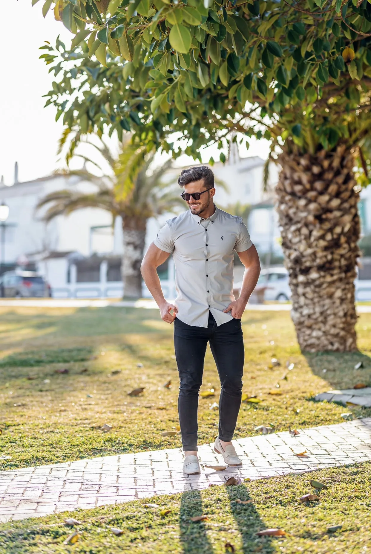 Father Sons Super Slim Stretch Classic Grey Short Sleeve - FS827 sold by Father Sons product image thumbnail 2