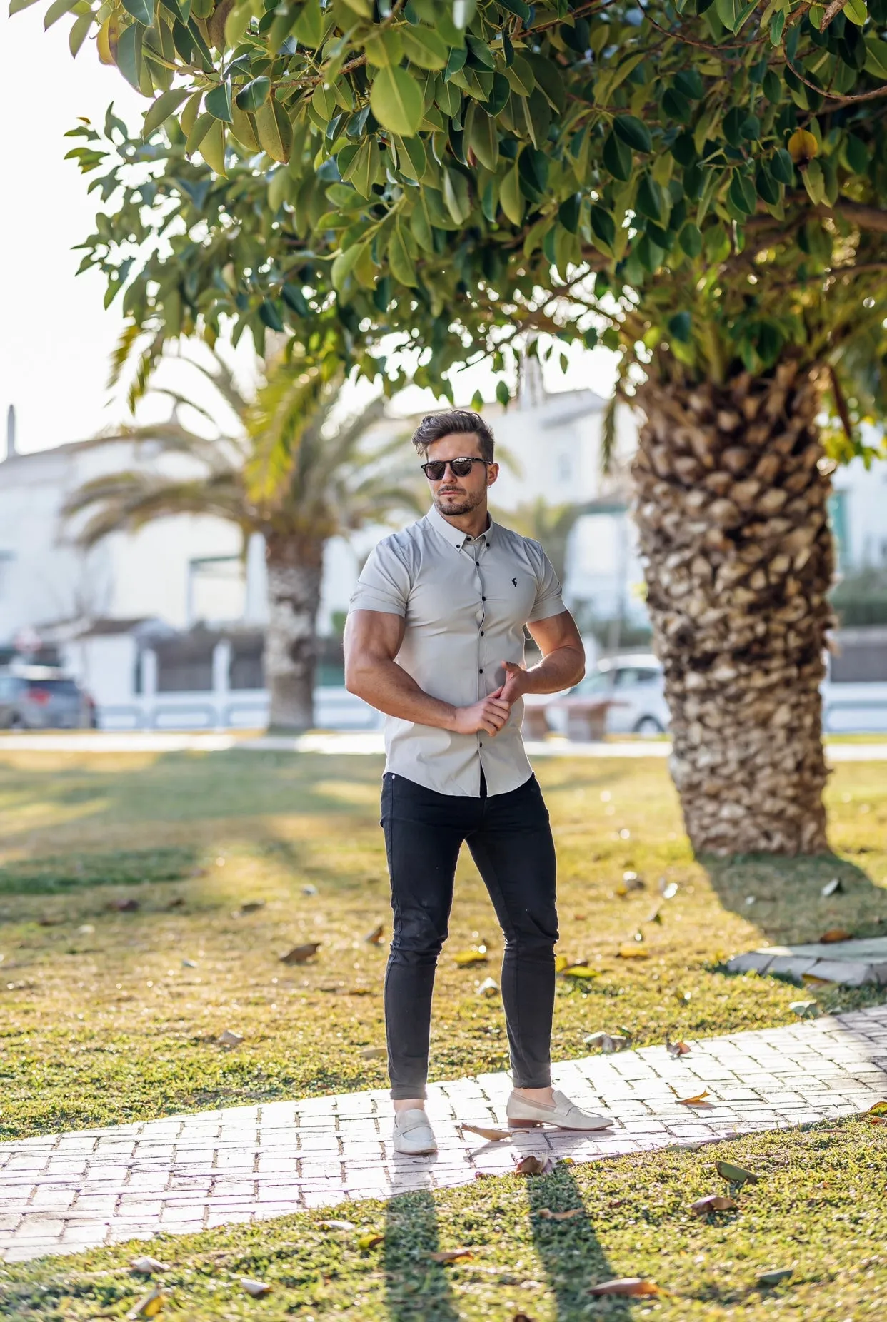 Father Sons Super Slim Stretch Classic Grey Short Sleeve - FS827 sold by Father Sons product image thumbnail 3