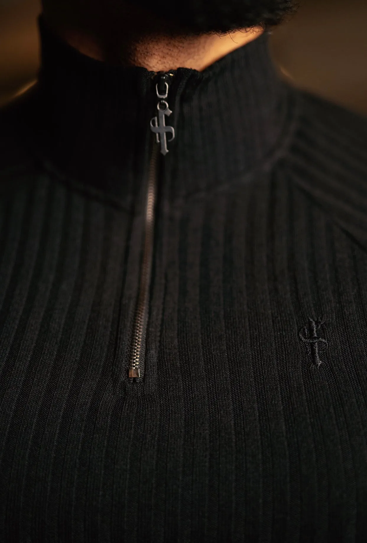 Father Sons Classic Black Ribbed Zip Funnel Neck Raglan Short Sleeve Crew - FSH729 sold by Father Sons product image thumbnail 5