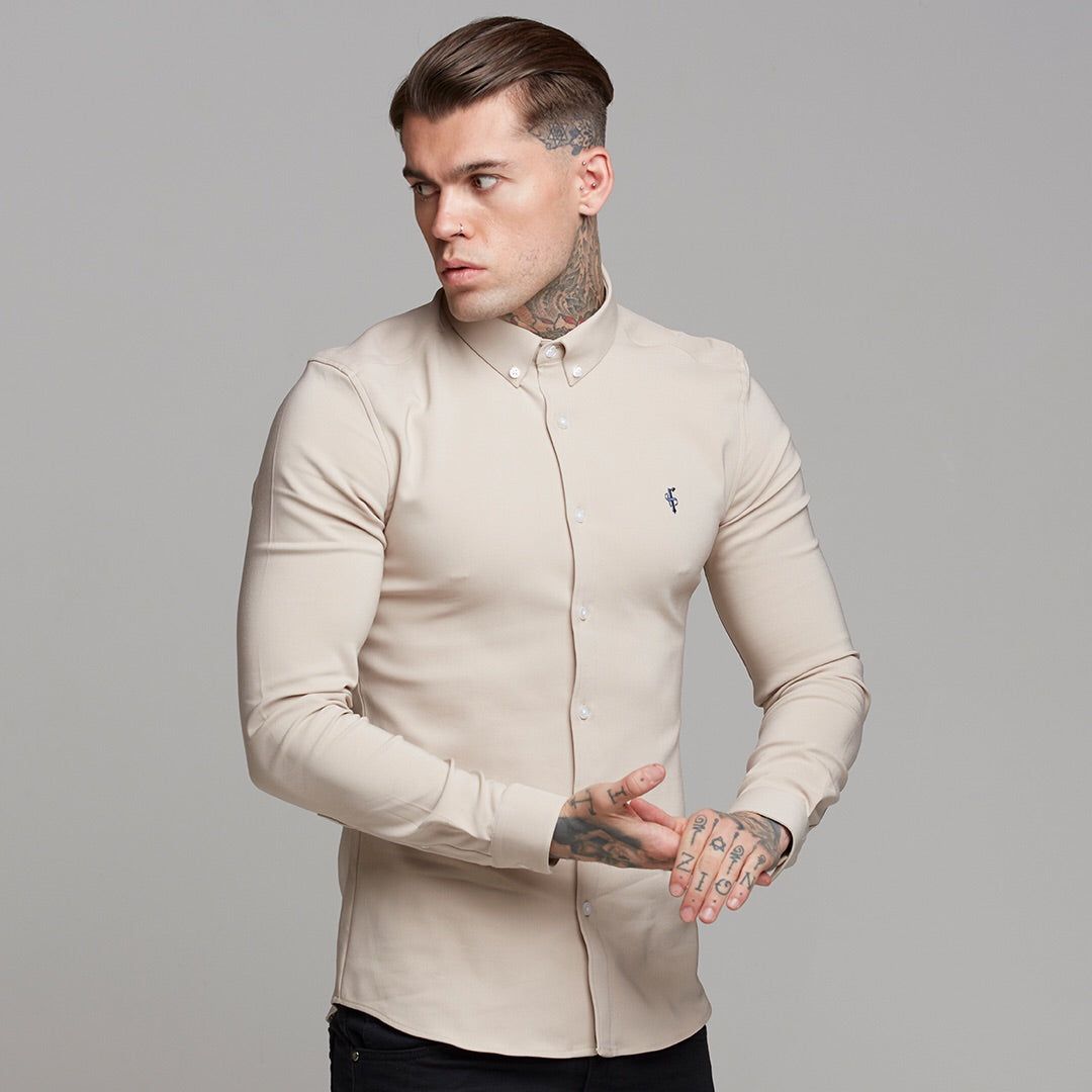 Father Sons Super Slim Scuba Taupe Long Sleeve Stretch - FS486 sold by Father Sons