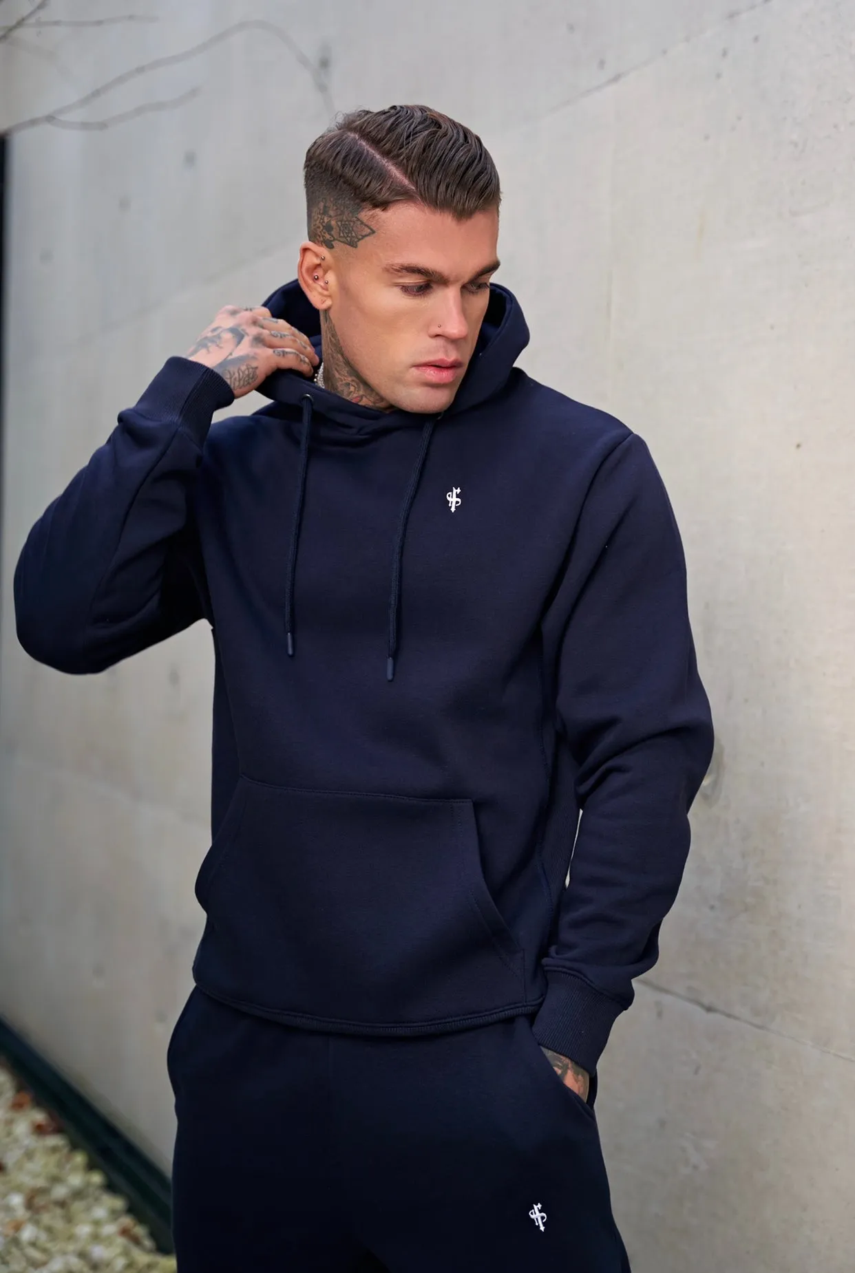 Father Sons Navy Relaxed Fit Rib Panel Overhead Hoodie and Kangaroo Pocket - FSH723 sold by Father Sons product image thumbnail 4